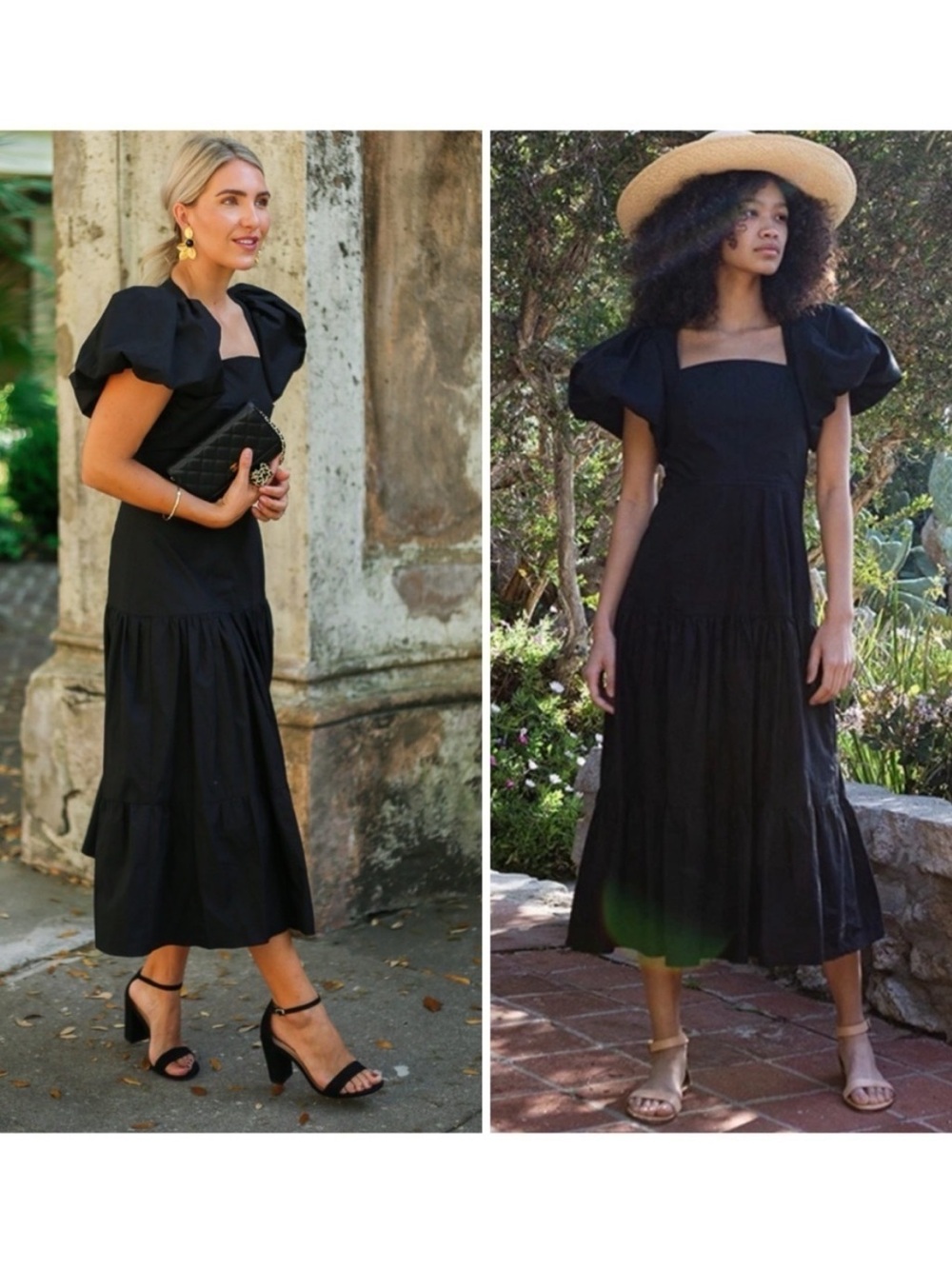 Hunter Bell Cassidy Puff Sleeve Midi Cocktail Dress in Black Sz 6 - Picture 4 of 15